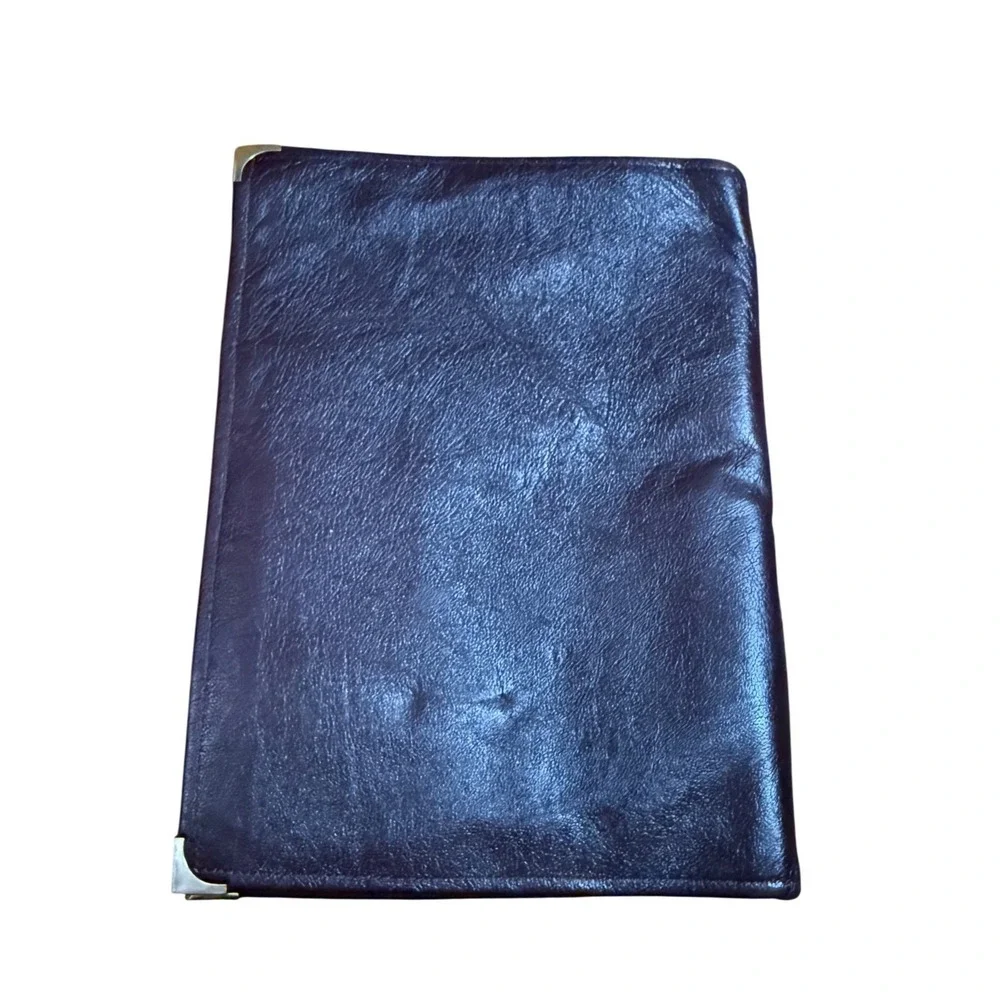 Vintage Brown Genuine Leather Portfolio‎ Folder YHWH Tweed Lined